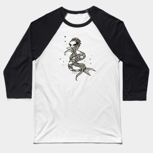 Hell Mermaid White Baseball T-Shirt